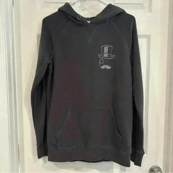 Monopoly Man Faded Black Hoodie Front Pocket Men Sz S  Junk Food Game Night - Picture 1 of 9